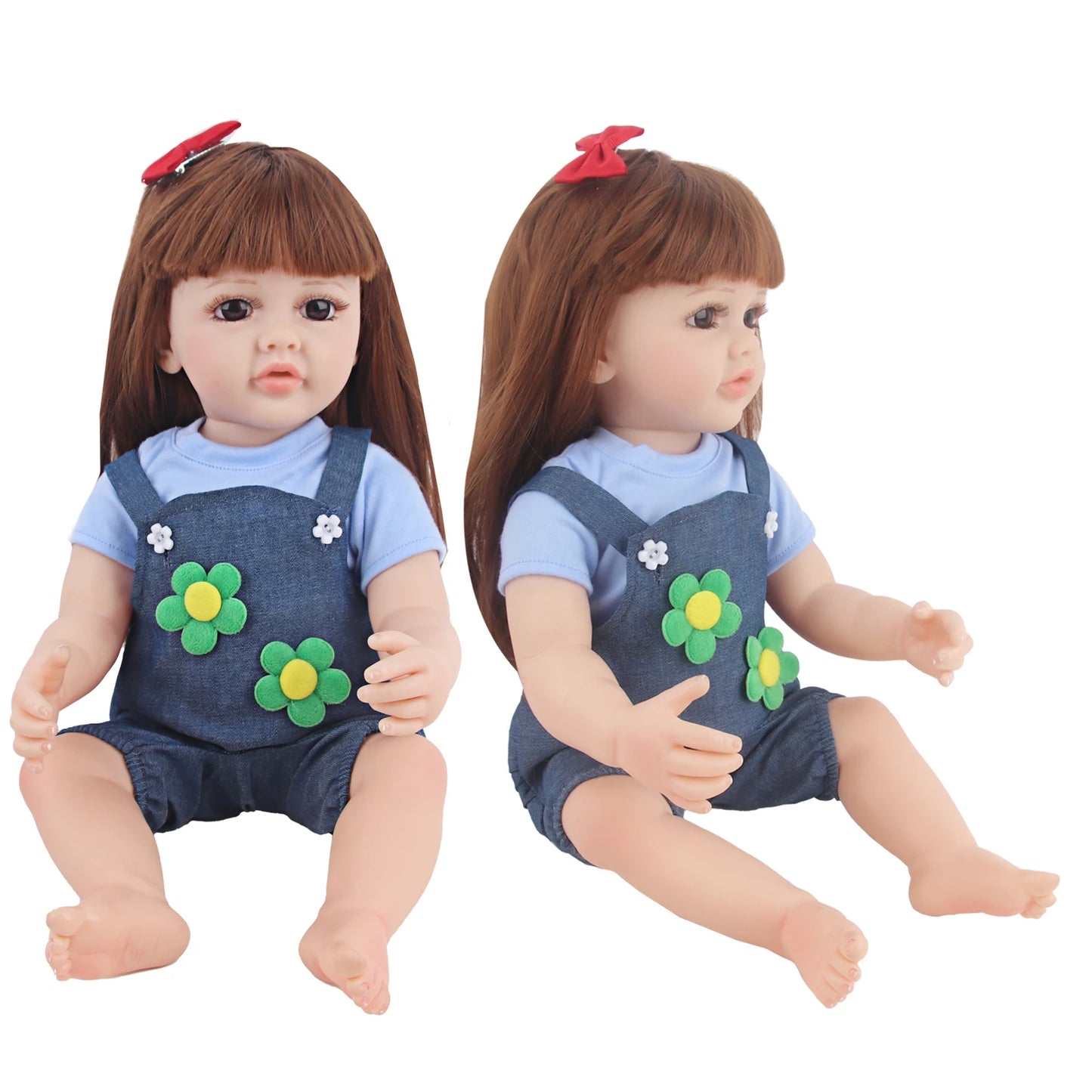 55CM 22 Inches Baby Reborn Girl Doll Full Body Soft Silicone Cute Newborn Dolls With Shoes,Clothes Girl's Best Gift Festival Toy