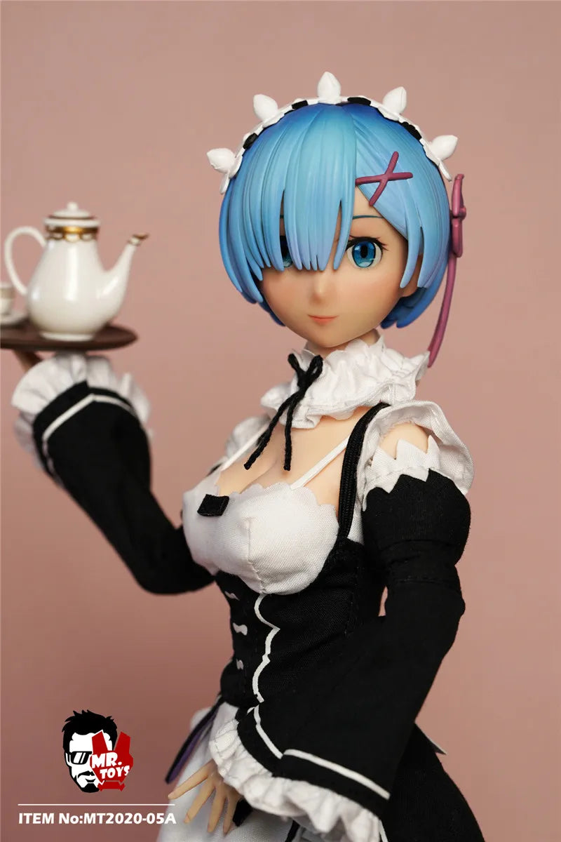 In Stock MR.TOYS MT2020-05 1/6 Anime Girl Rem Ram Maid Delicate Head Sculpture Maid Attire Model Fit 12'' Female Action Figure