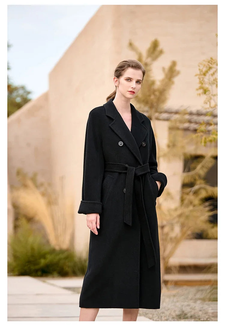 Women's Coat Double-sided 10% Cashmere 90% Wool Women's Long Coat Jacket, 2024 Winter New Long Cashmere Coat Women