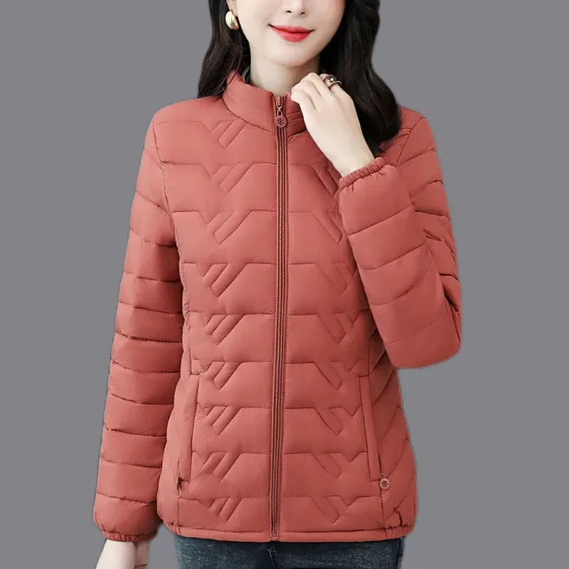 Simple Fashion Women Down Cotton Jacket Autumn Winter Stand Collar Long Sleeve Warm Coat Female Parka New Chaquetas Para Mujeres