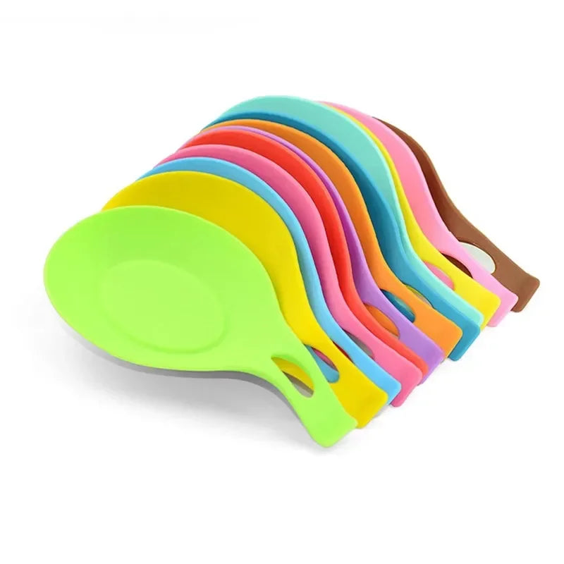 Silicone Spoon Holder Rest Pad Kitchen Utensils Spatula Eggbeater Heat Durable Resistant Placemat Tray Insulation Kitchen Tools