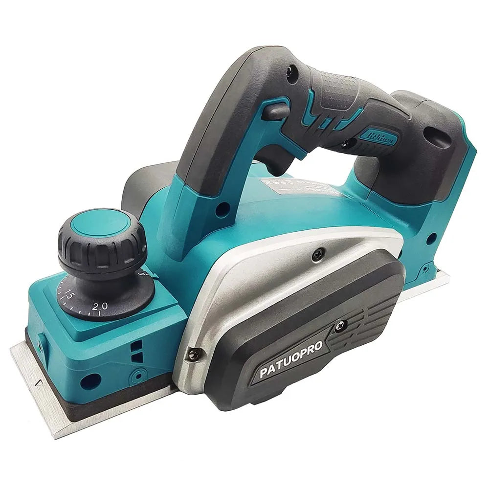 PATUOPRO Cordless Rechargeable Electric Planer Handheld Home DIY Furniture Woodworking Cutting Power Tool For Makita 18V Battery