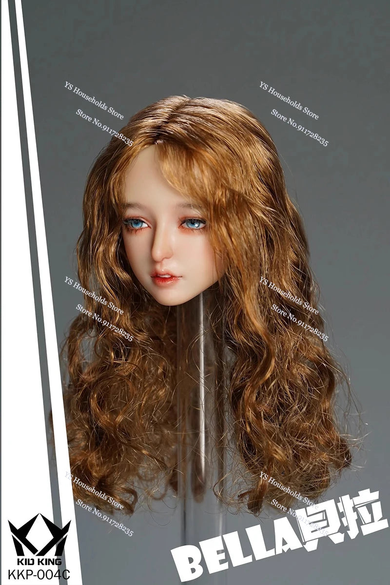 KIDKING KKP004 1/6 Bella Girl Soldier Delicate Head Scult Sliver Hair Decoration Model Toys For 12" Female Action Figure Body