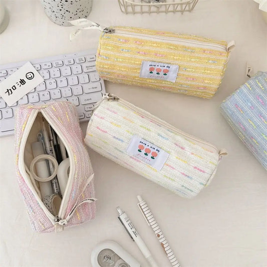 Gift Embroidered Pencil Case Large Capacity Stationary Case Stationary Storage Pouch Cosmetic Bag