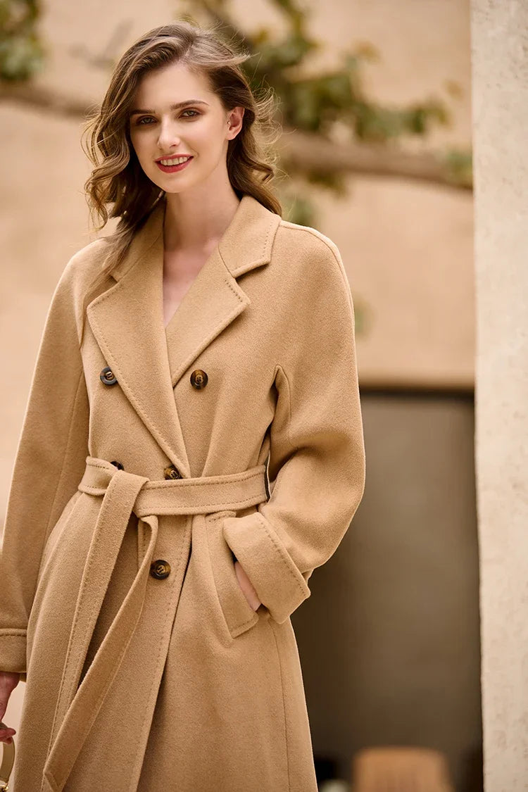 Women's Coat Double-sided 10% Cashmere 90% Wool Women's Long Coat Jacket, 2024 Winter New Long Cashmere Coat Women