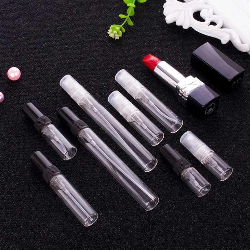 5pcs/pack 2ML 3ML 5ML 10ML Clear Mini Perfume Glass Bottle Empty Cosmetics Bottle Sample Test Tube Thin Glass Vials Amber