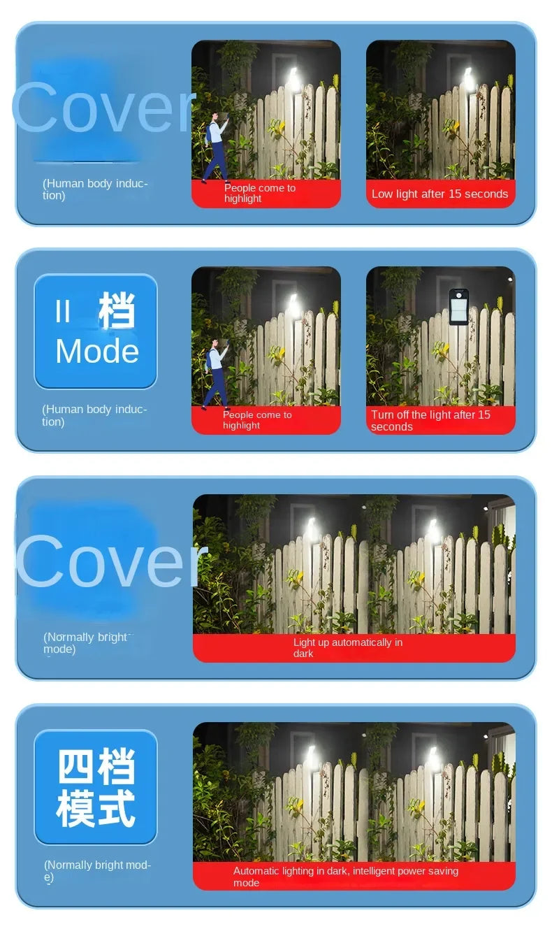 New Solar Clip Light 48/72/112LED Outdoor Courtyard Super Bright Human Body Induction Lighting Garden Terrace Wall Light Lamps