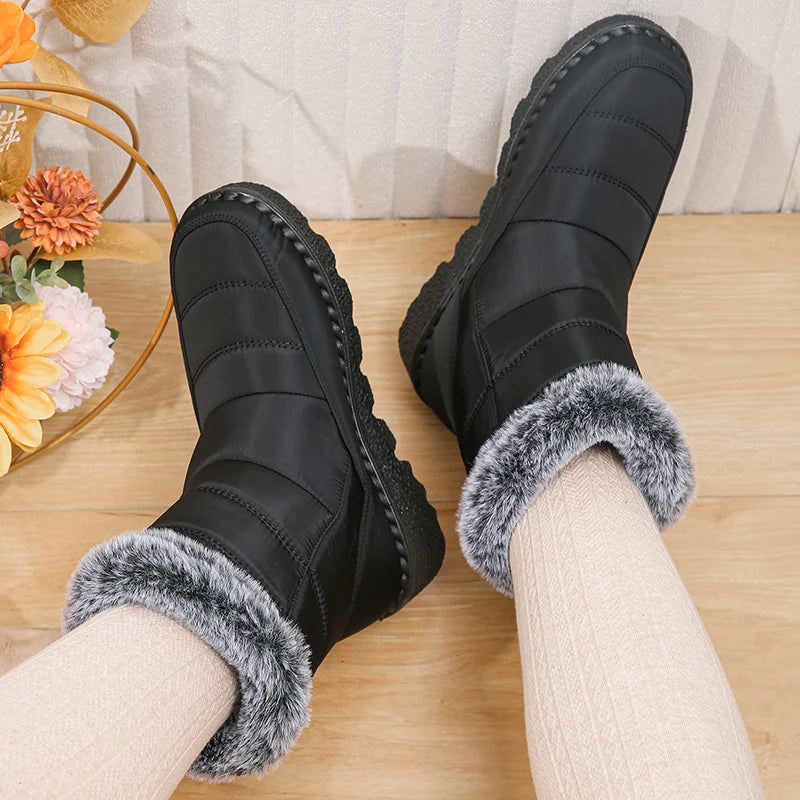 2024 Waterproof Snow Boots for Women Winter Shoes Faux Fur Plush Ankle Boots Woman Plus Size Non-Slip Warm Cotton Botas Mujer