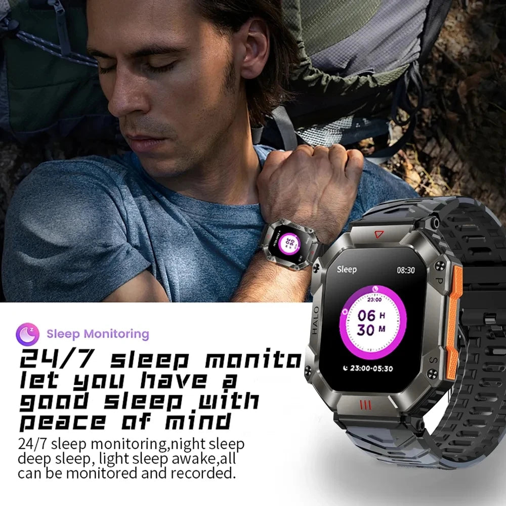 Men Smart Watch Fitness Watches Ip68 Waterproof Military Healthy Monitor AI Voice Bluetooth Call Smartwatch For Android IOS 2023