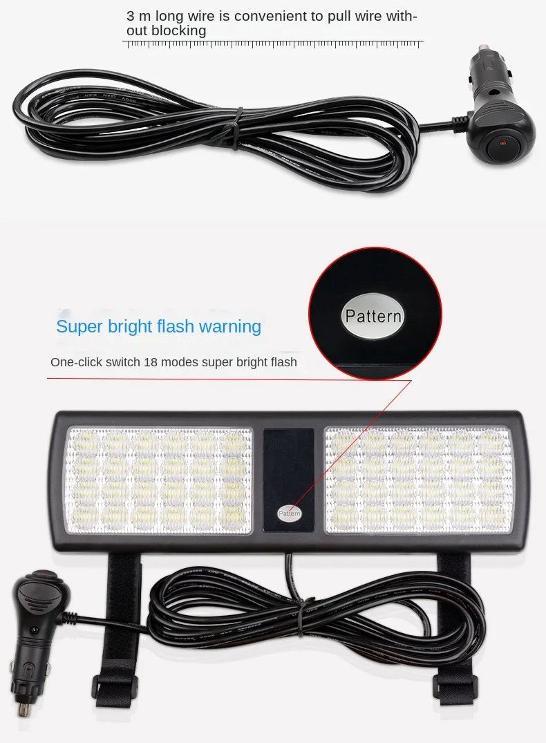 Ultrathin LED Car Truck Strobe Panel Light Sun Visor Emergency Beacon Flash Modes Hazard Police Warning Lightbar Parking Bulb