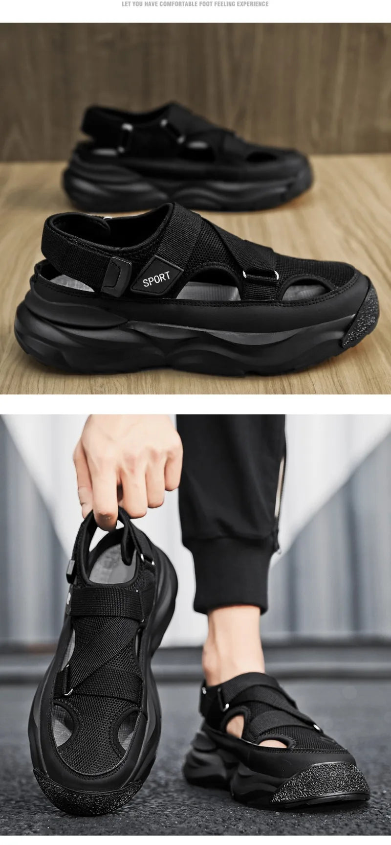 Sandals for Men Summer Cave Casual New Baotou Sports Shoes Men's Water Proof Sandals for Male Beach Shoes Platform Sandals 슬리퍼44