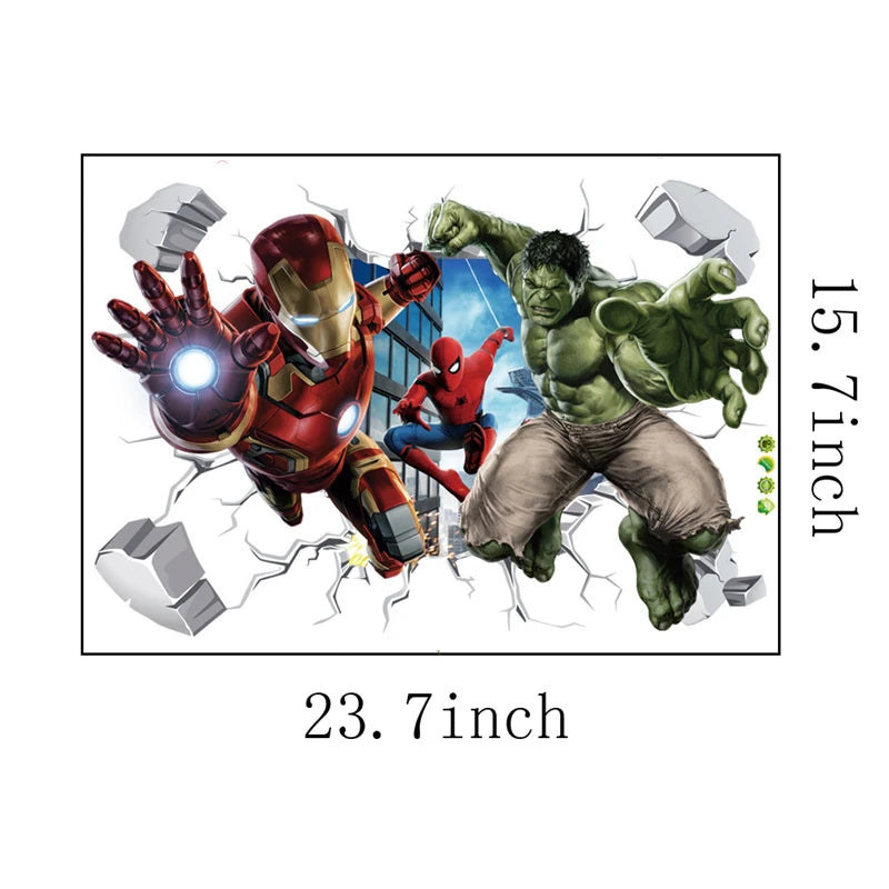 3D Cartoon Hulk Marvel Avengers Wall Stickers For Kids Rooms Living Room Bedroom Wall Decoration SuperHero Movie Poster