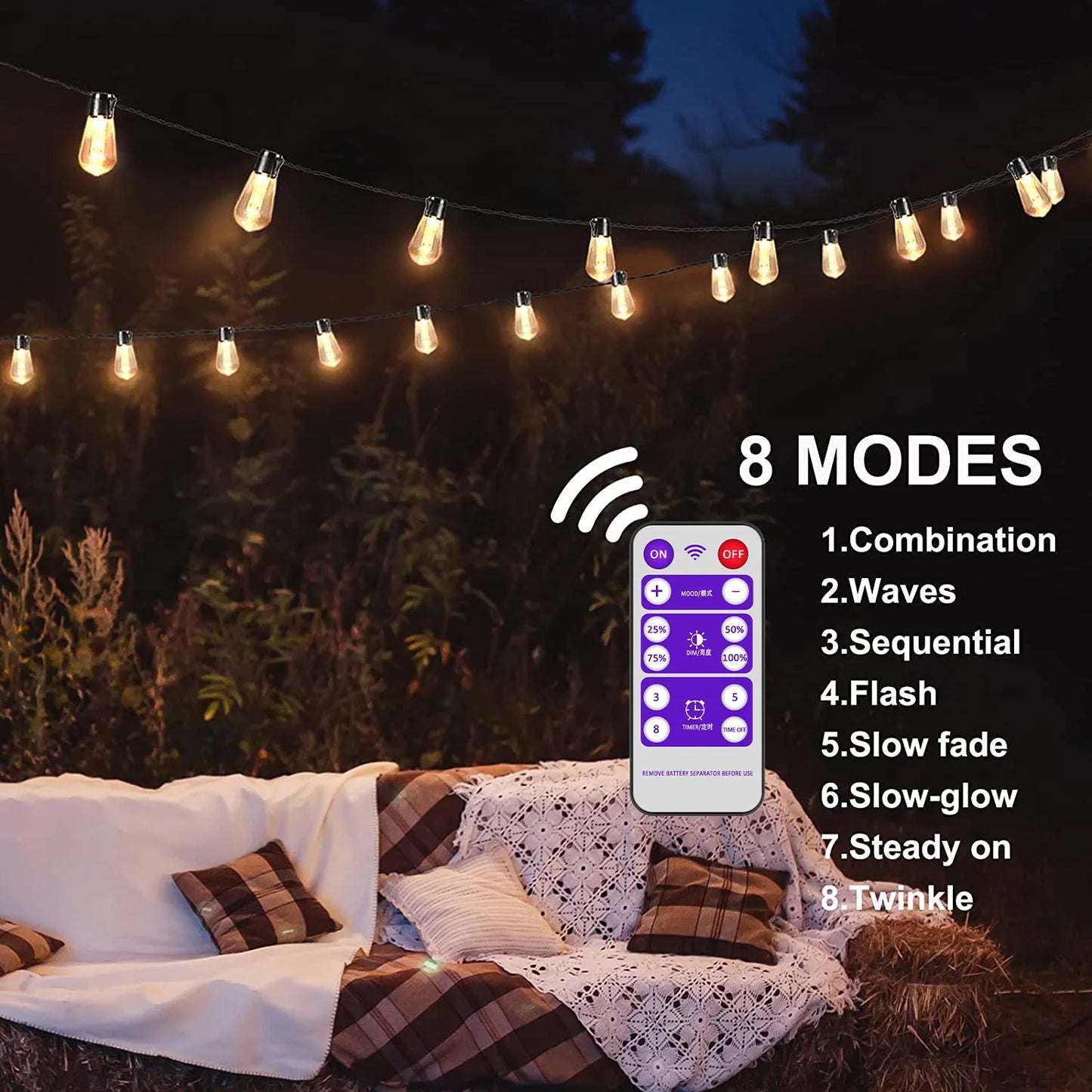 High brighter Solar String Lights , 20FT(8M) 20bulbs Shatterproof ,Waterproof S14 LED Solar LED fairy lights outdoor garden