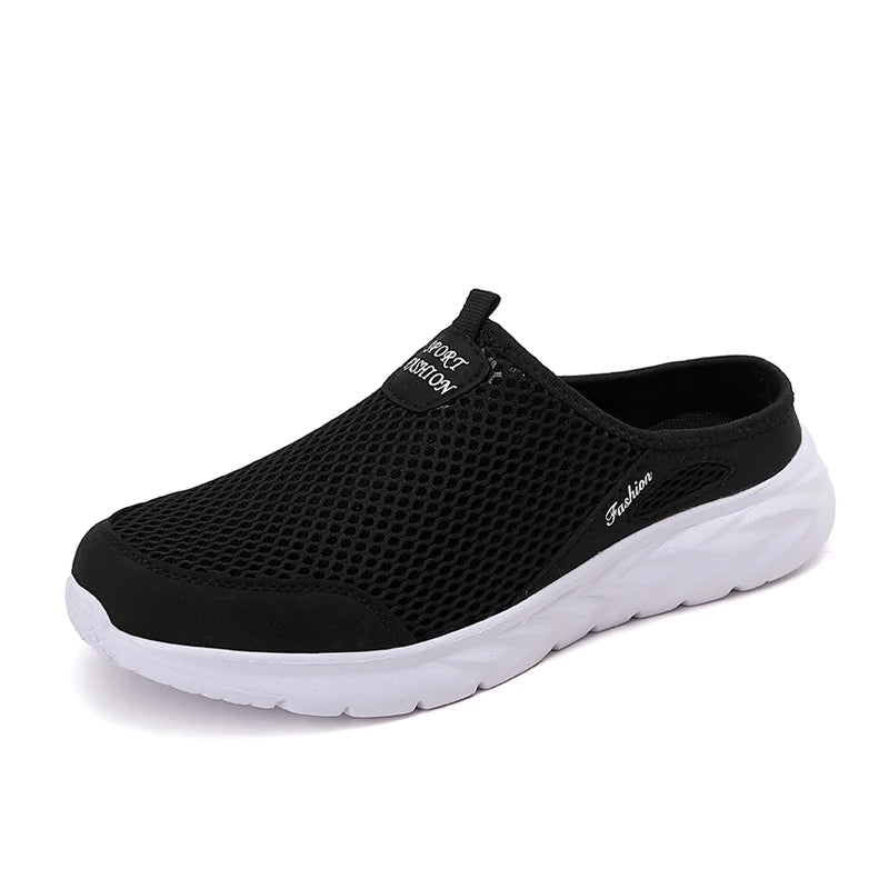 YRZL Casual Shoes Men Summer Half Shoes Slippers Slides Slip on Shoes Men Mesh Breathable Soft Comfortable Slippers for Men