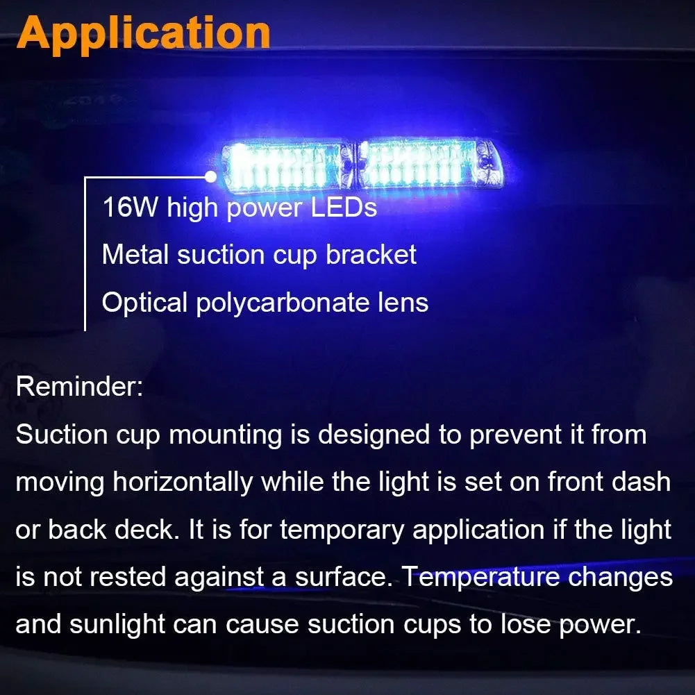 16LED Car Truck Flasher Beacon Warning Lamp 12V Emergency  Strobe Police Light Auto Windshield Flash Lighting Signal Lamps