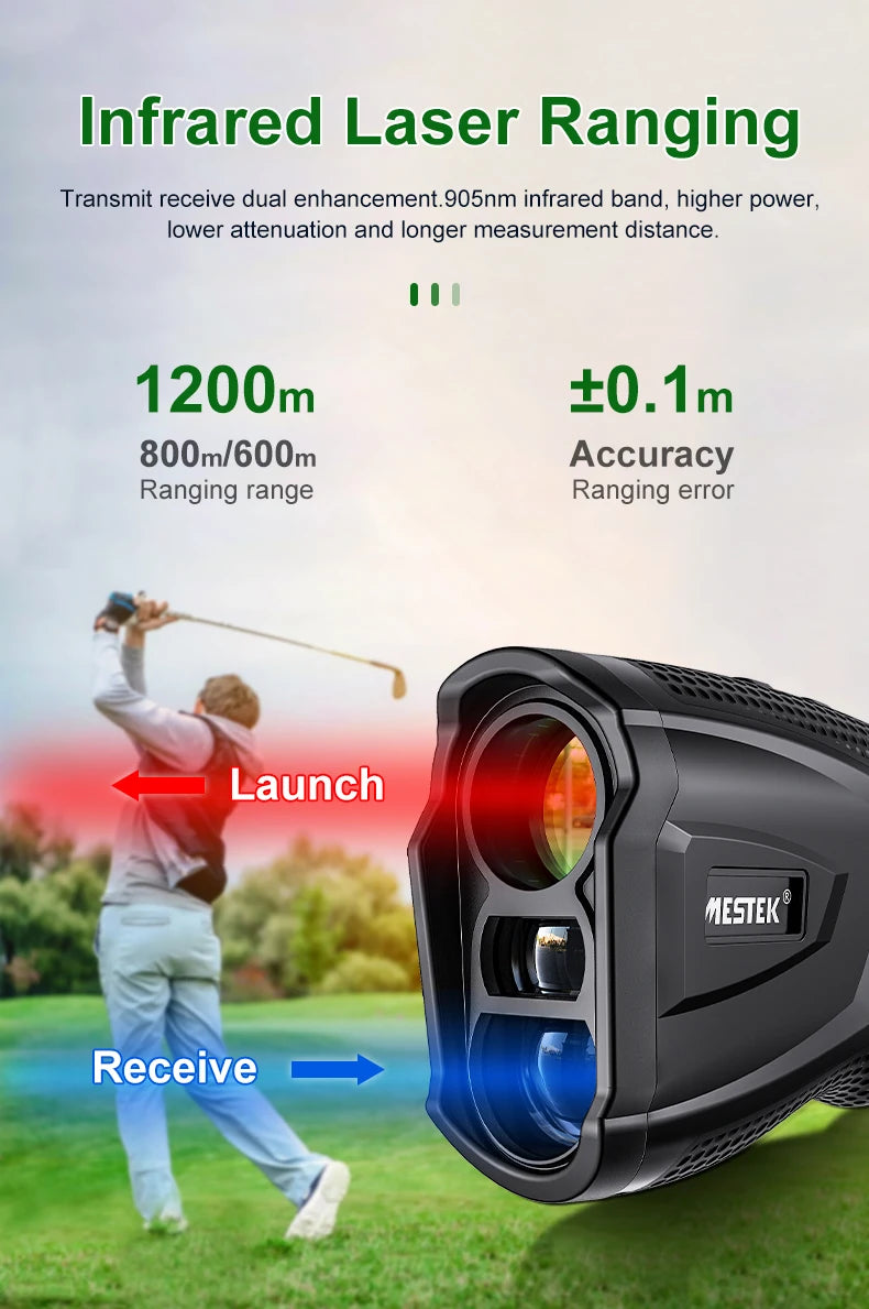 Golf Laser Rangefinder 1200/800/600m Type-C x6 M/Yd Magnet Vibration Long Distance Meter Telemeter Range Finder for Hunting Camp