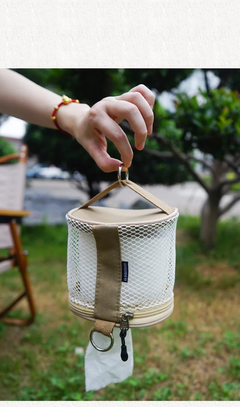 Outdoor Camping Paper Towel Drawer Home Mesh Tube Paper Towel Storage Bag Car Hanging Roll Paper Tube Bag Storage Box