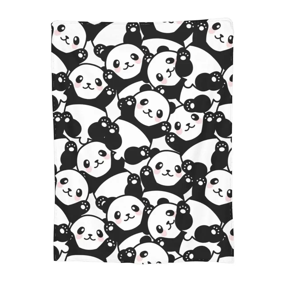 Cute Panda Cartoon Knitted Blankets Lovely Animal Flannel Throw Blanket Summer Air Conditioning Decoration Soft Warm Bedspreads