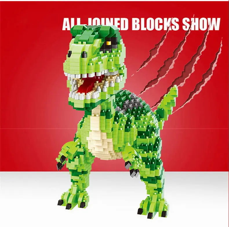 Knew Built Dinosaur Tyrannosaurus Rex or Velocira Models Micro Mini Building Blocks Puzzle Toys Perfect Gifts Desktop Decoration