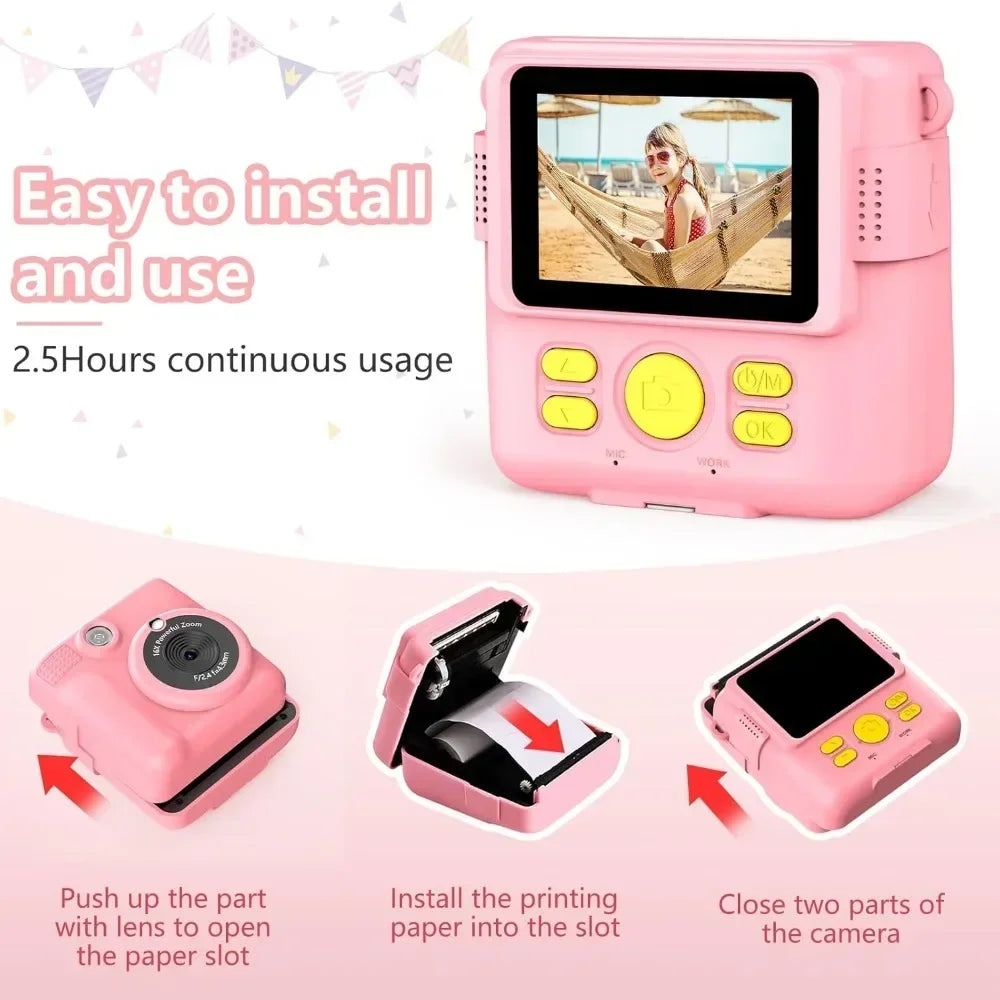 Instant Print Camera for Kids,   Camera for Toddler with Multi-Image, Christmas Birthday Gifts for 3-12-Year-Old Boys and Girls