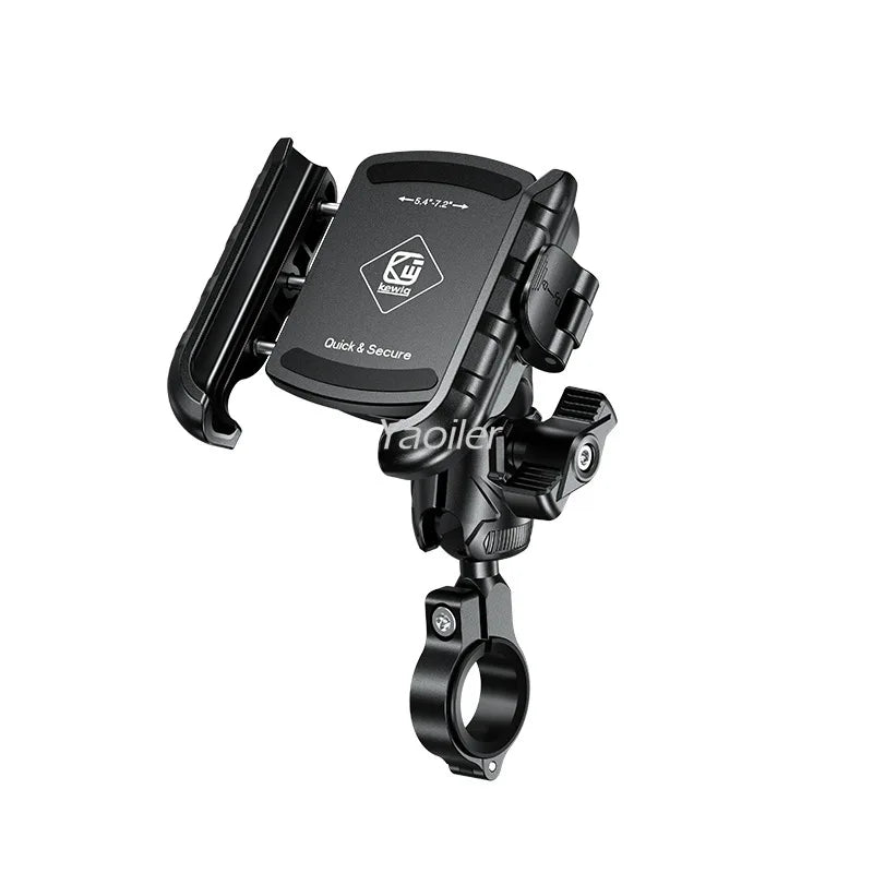 Aluminum Anti-Vibration Motorcycle Phone Mount Holder 1s Lock Camera Friendly Anti-Theft Handlebar for Bike Bicycle Scooter ATV