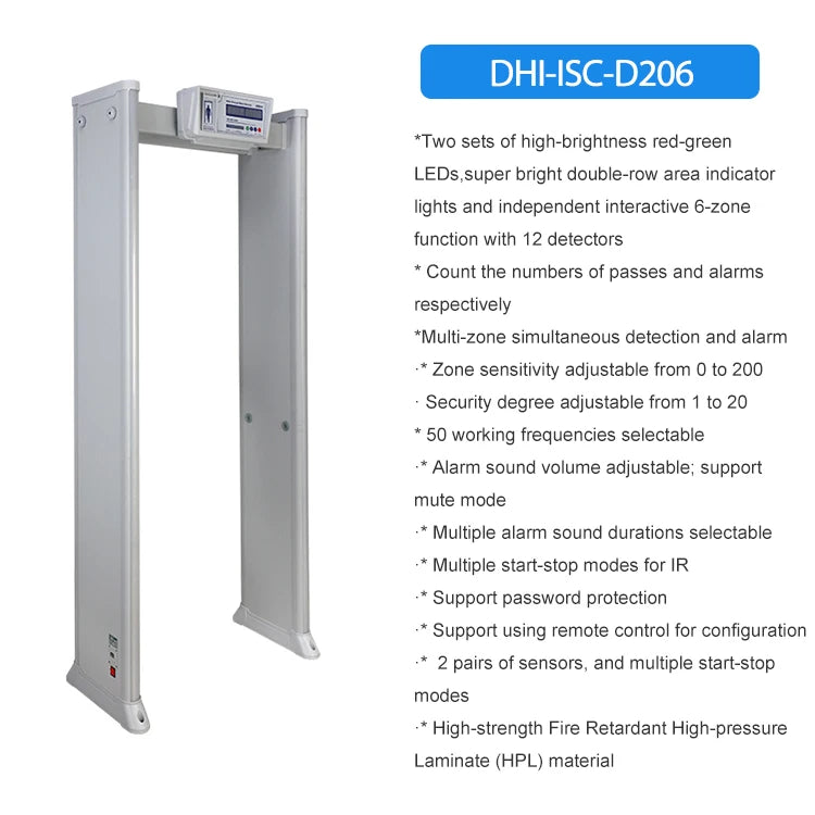 Dahua DHI-ISC-D206 Portable Airport Walk-through Security Doors Frame Detection Metal Detectors Safty Gate