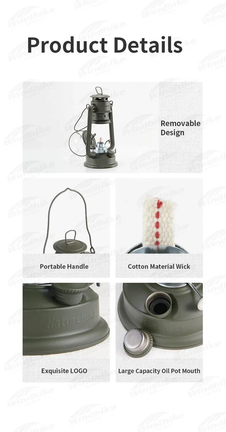 Naturehike Kerosene Lamp Coal Oil Lantern Retro Lighting Light Outdoor Camping Picnic Travel Photo Props Rainproof Portable