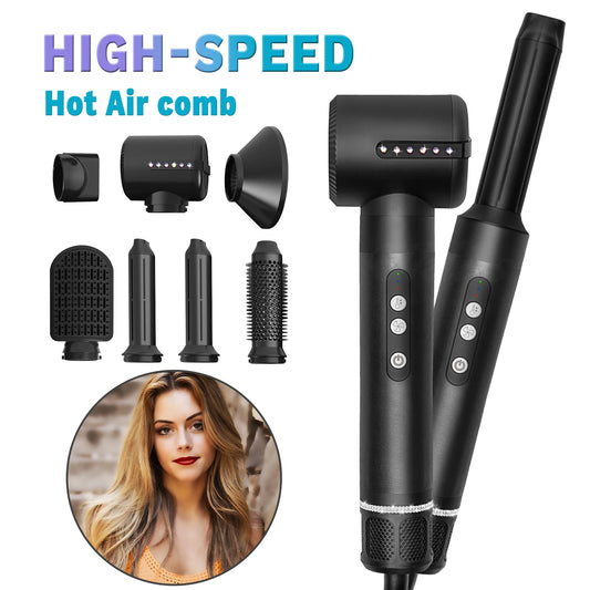 7 In 1 Hair Dryer Electric Hair Brushes Hot Comb Professional Hair Straightener and Curler Straightening Brush for Women