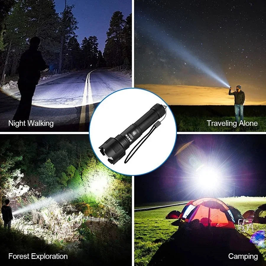 Super Bright LED Flashlight Rechargeable High Quality P70.2 P50 Tactical Hunting Torch Usb Zoomable Lantern By 18650 Battery