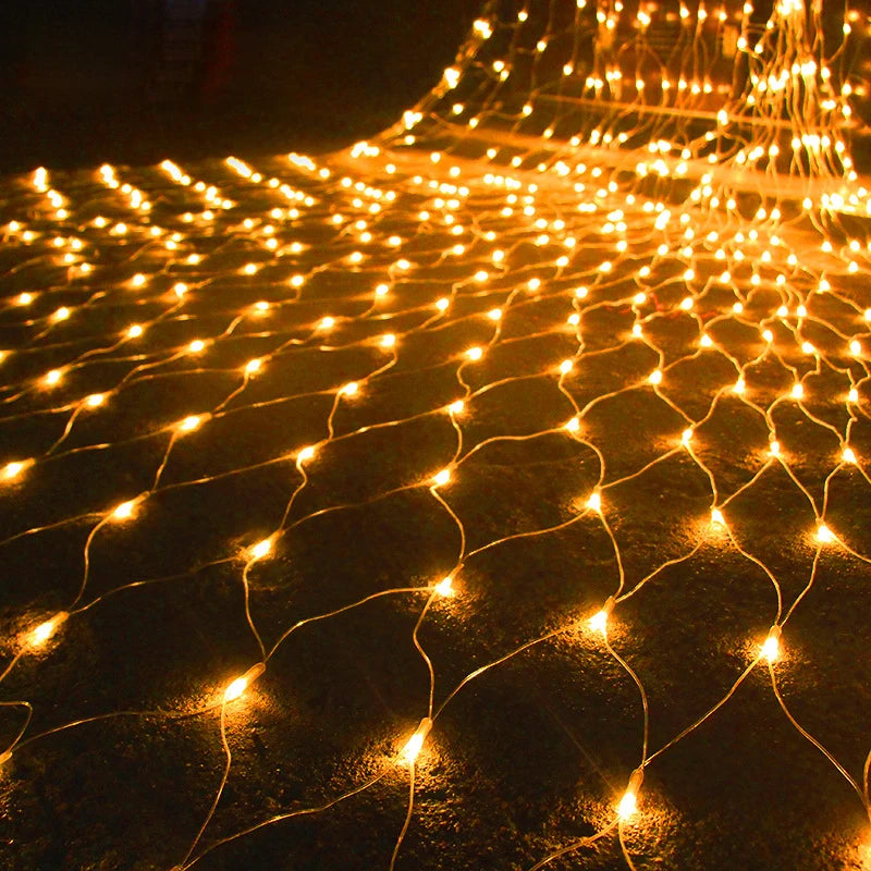 6x4M 3x2M Solar LED Christmas Garlands LED String Christmas Net Lights Fairy Xmas Party Garden Wedding Decor Curtain Light