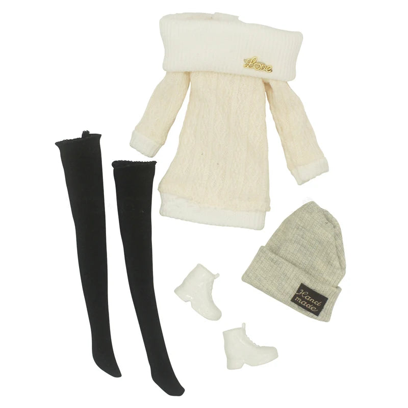 30cm Doll Full Set 1/6 Female Doll with Clothes and Hat Sweater Girls Dress Up Toys Gifts