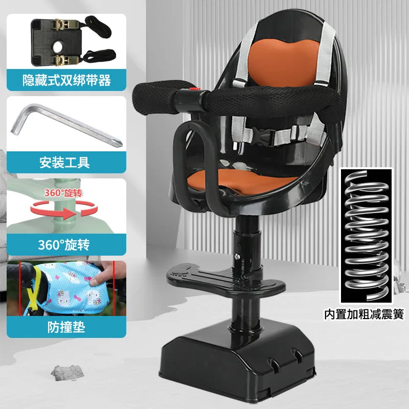 Motorcycle Front Child Seat Electric Vehicle Adjustable Safety Seat with Shock Absorption for Child Aged 9 Months To 4 Years Old