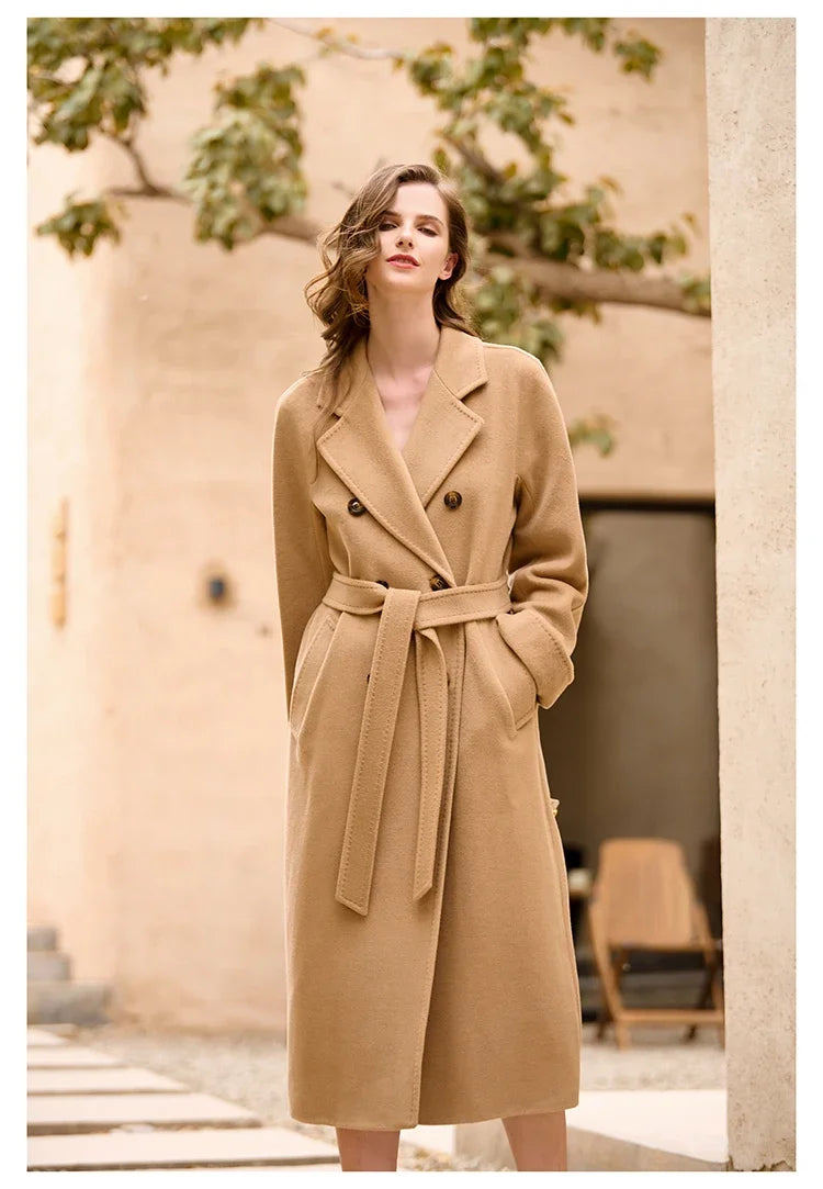 Women's Coat Double-sided 10% Cashmere 90% Wool Women's Long Coat Jacket, 2024 Winter New Long Cashmere Coat Women