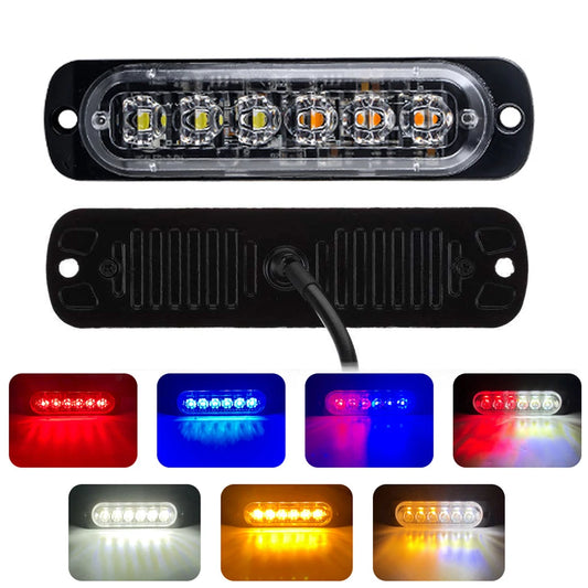 6 LED Car LED Strobe Warning Light Police Stroboscopes Flashing Emergency Bar Trailer Beacon For Vehicles Truck ATV Blue 12V 24V