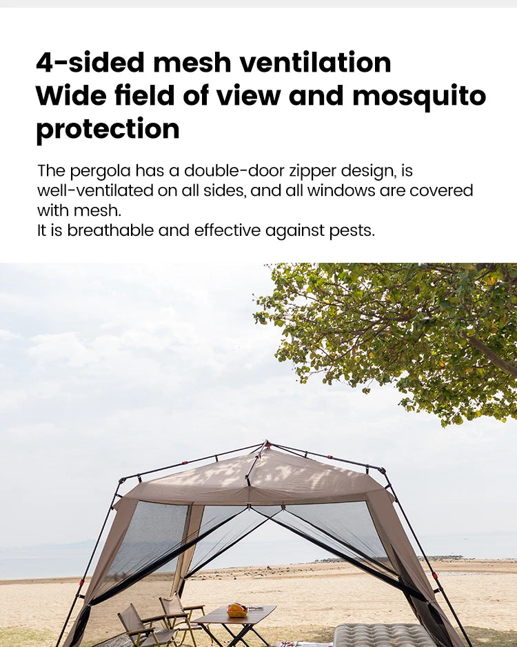 Sonuto Outdoor Canopy Tent Automatic Quick-Opening Aluminum Pole Camping Rainproof Beach Fishing Mosquito Net Sunshade Pergola