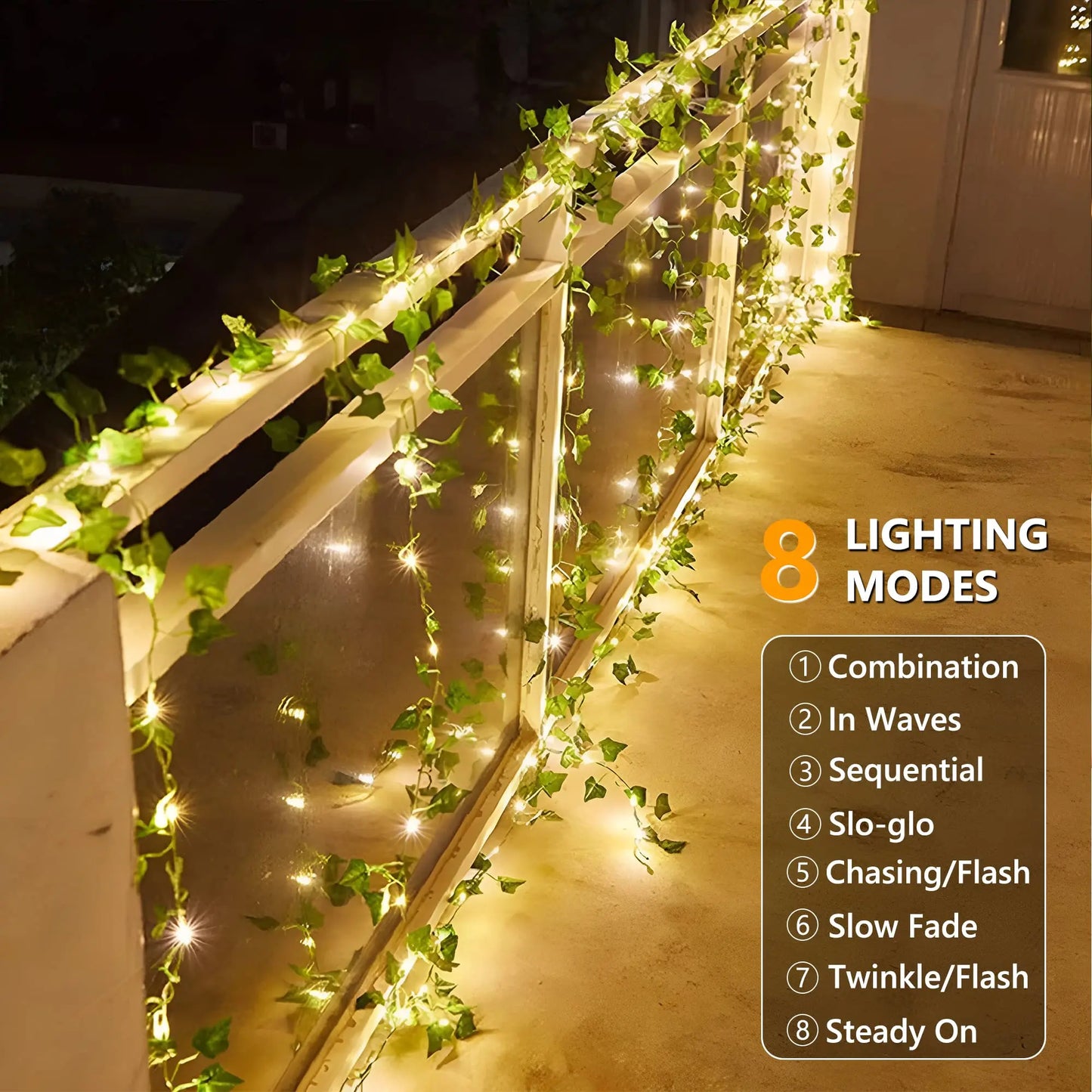 Solar Fairy Lights Outdoor Waterproof Solar Vine String Lights with Artificial Ivy Leaf Garland for Garden Balcony Wedding Decor