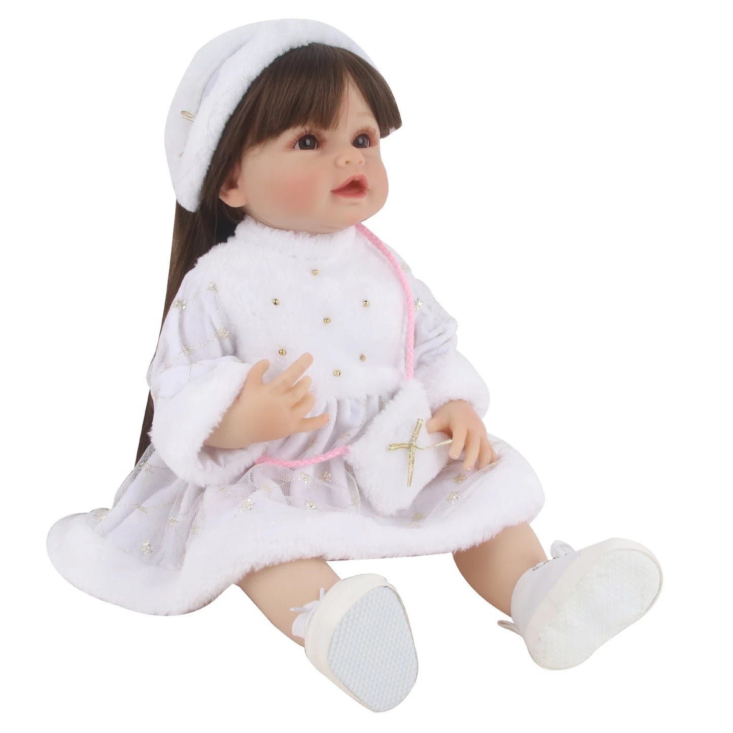 55CM 22 Inches Baby Reborn Girl Doll Full Body Soft Silicone Cute Newborn Dolls With Shoes,Clothes Girl's Best Gift Festival Toy