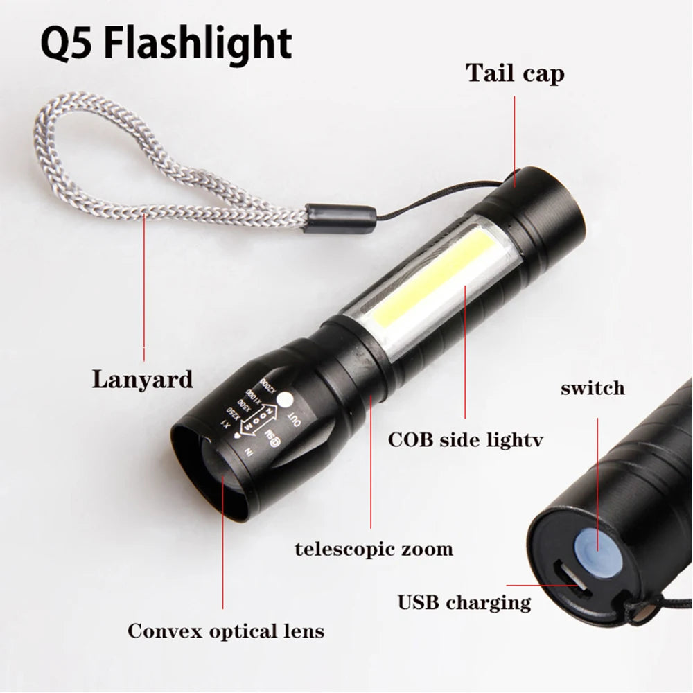 Powerful LED Flashlight Rechargeable Torch Lighting 2000M Tactical Lantern High Power flashlight Lantern Super Bright Waterproof