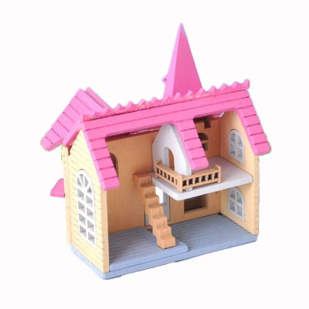 Miniature Doll Houses Wood Villa Puzzle DIY Dollhouse Kit For 1/12 Scene Model Playing House Handmade Toys Dollhouse Accessories