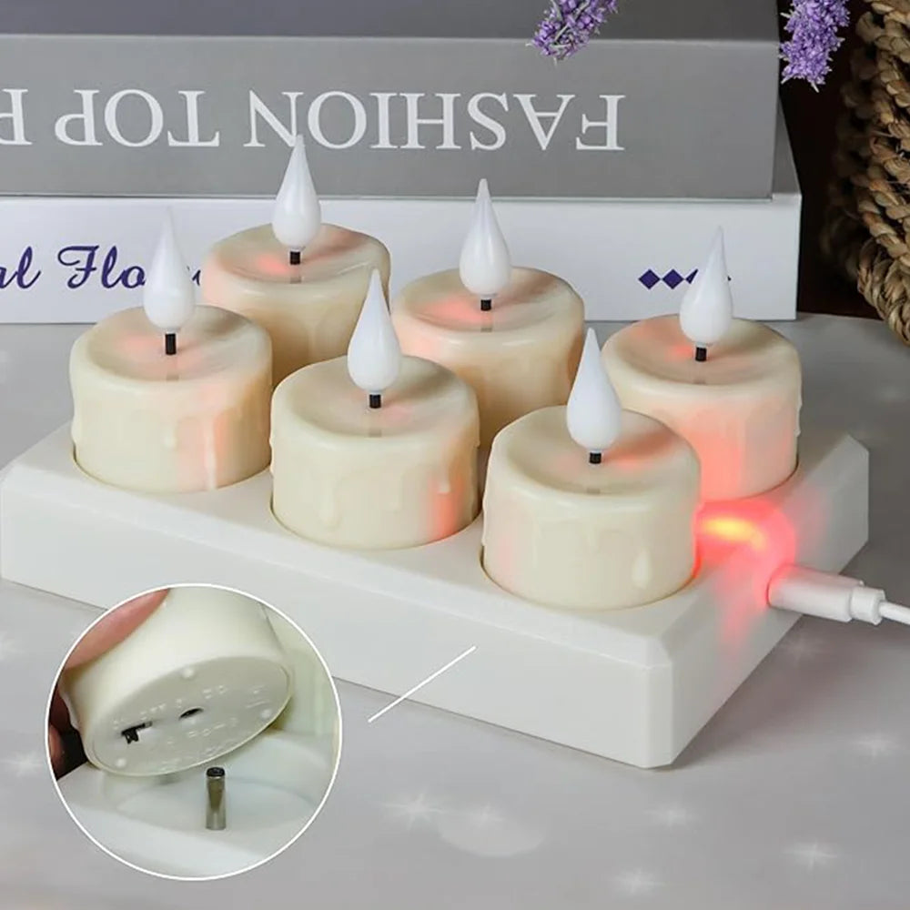 FPOO Rechargeable Candles Flameless Tea Lights With Remote Control Timer LED Lighting Lamp For Home Decor Halloween Decor Candle