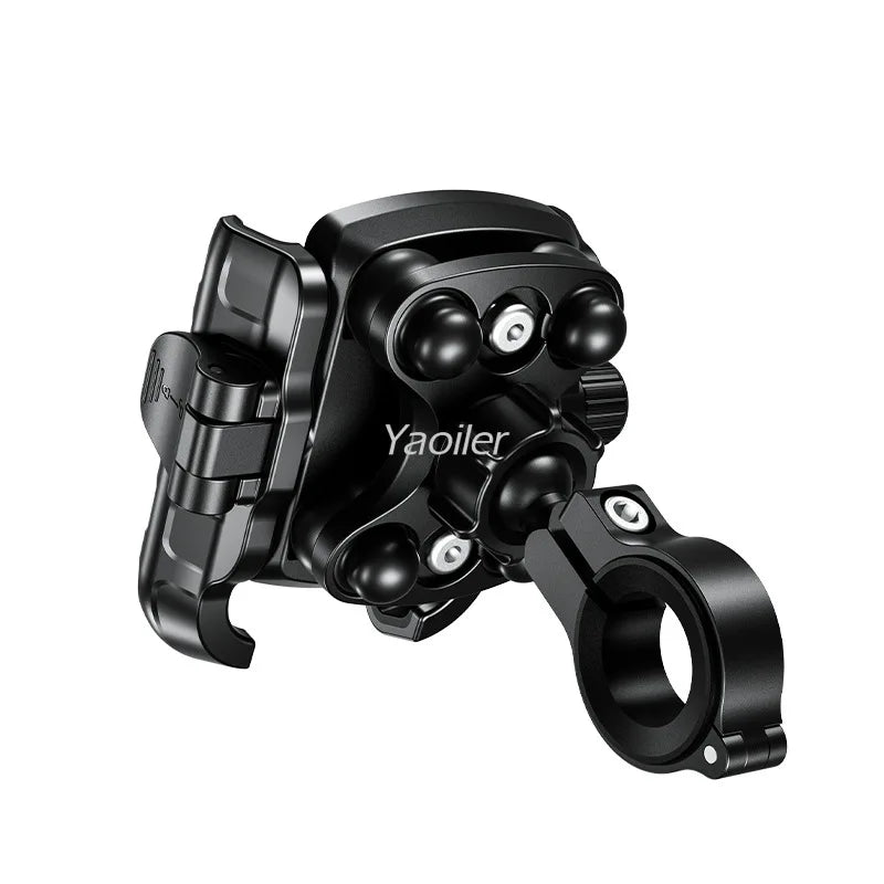 Aluminum Anti-Vibration Motorcycle Phone Mount Holder 1s Lock Camera Friendly Anti-Theft Handlebar for Bike Bicycle Scooter ATV