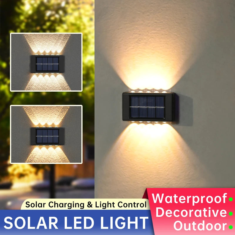 8/10/12/16LED Solar LED Light Waterproof Garden Decor Lamps For Balcony Yard Street Landscape Wall Light Outdoor Solar Lamp