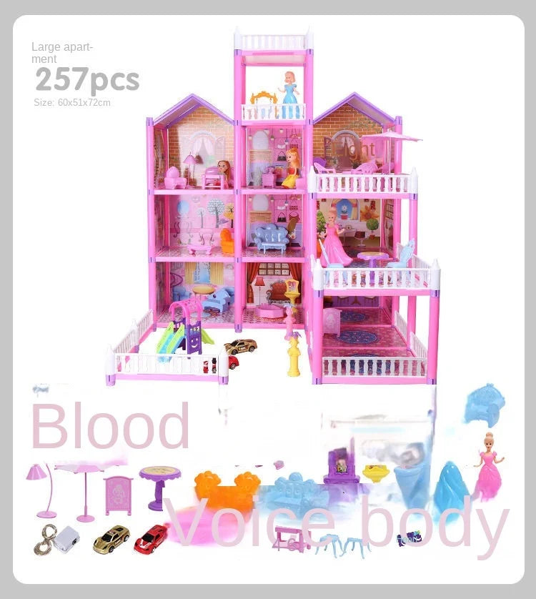 3D Princess Big Villa Handmade Diy Manual Montessori Dollhouses Assembled Children Gifts Puzzle Pretend Doll House Toys New