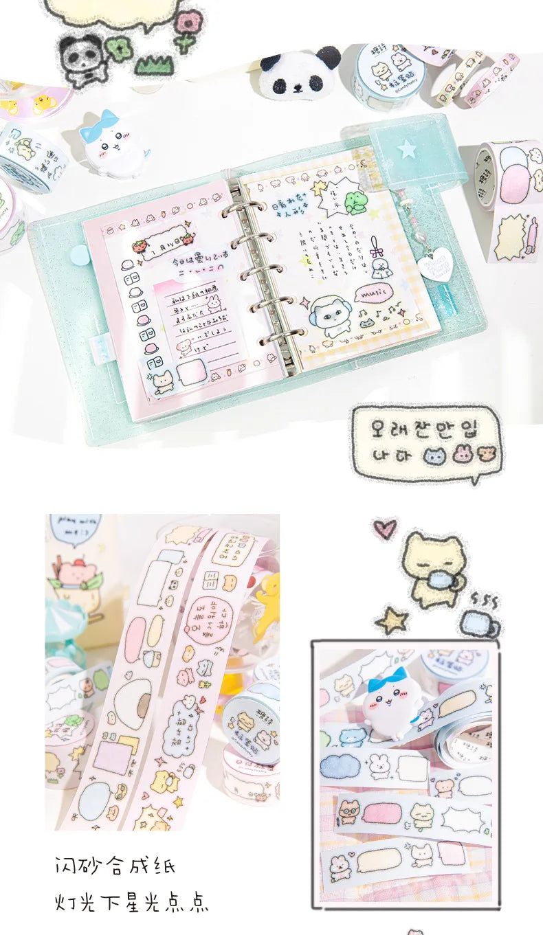 Cute Cartoon Washi Tape Flash Film Dialogue Hand Account Decorative Tape Collage Planner DIY Stationary Stickers