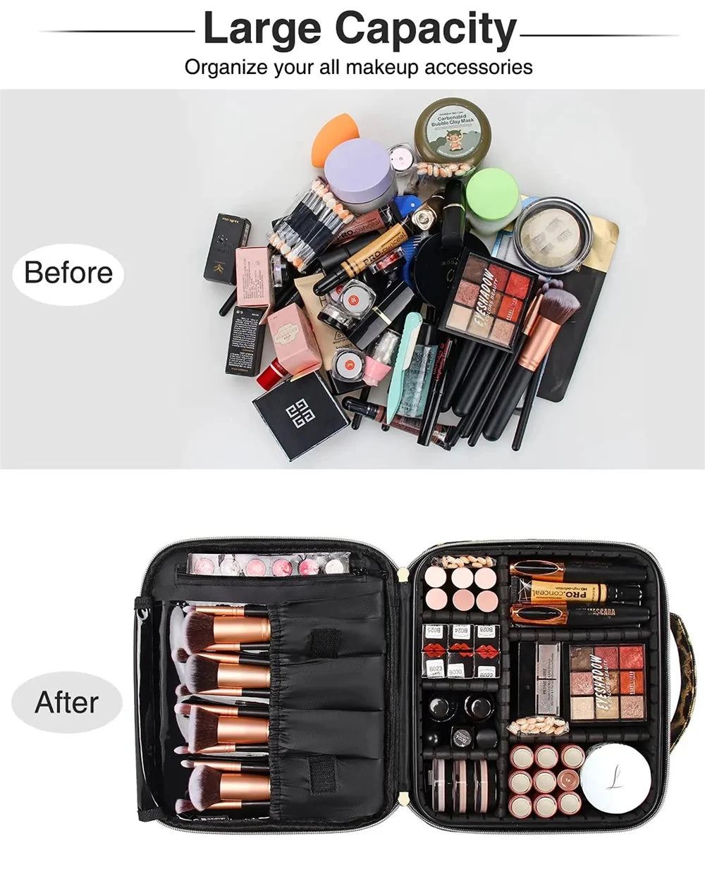 Portable Storage Bag with Adjustable Dividers for Cosmetic Beauty Organizer Nail Tool Large Capacity Travel Makeup Case