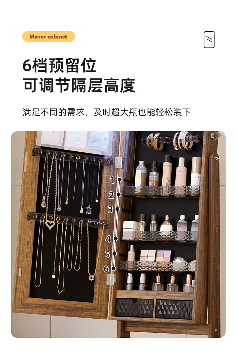 Dressing mirror, bedroom, multifunctional jewelry storage cabinet, household full body mirror, minimalist floor mirror