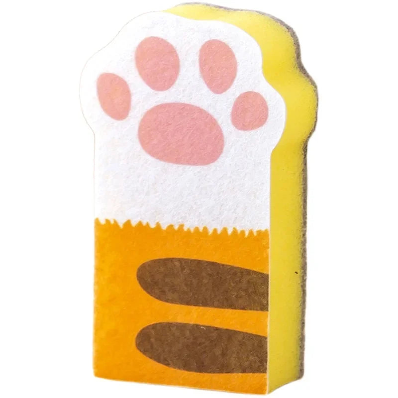 3Pcs New Washing Dishes Sponge Brush Cute Cat Paw Cleaning Dish Towel Cloth Pot Cleaning Magic Wipe Household Kitchen Supplies