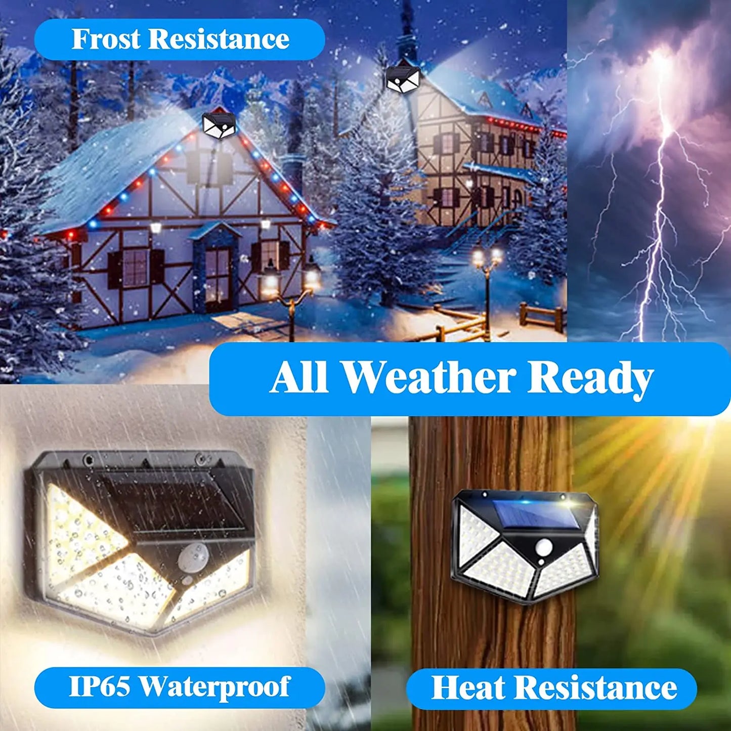 Solar Lights Outdoor 6 Pack, 100LED/3 Modes 270° Lighting Angle Motion Sensor Security Lights, IP65 Waterproof