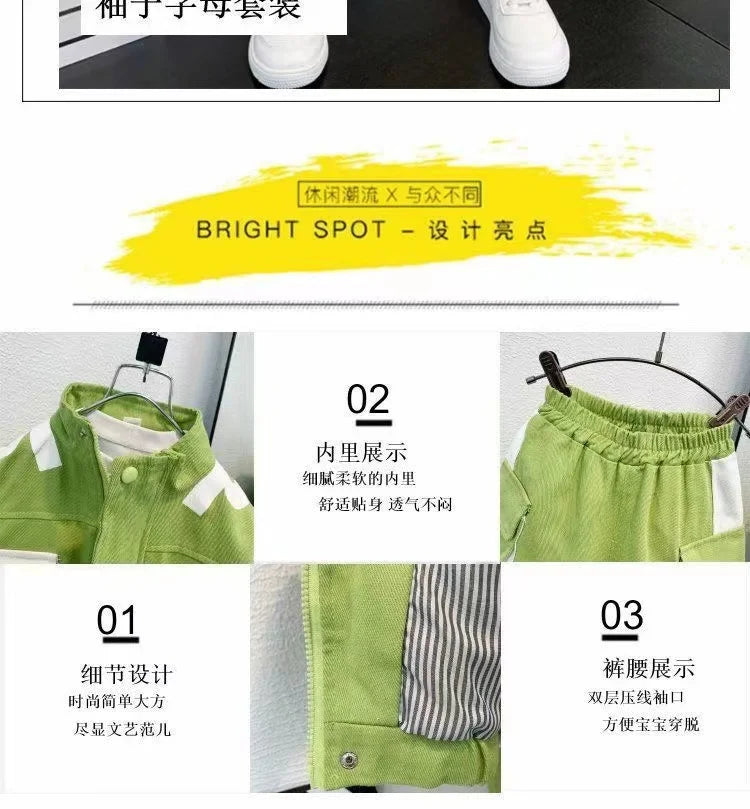 Boys Clothing Set Jacket Suit Spring and Autumn Clothing Children's Sportswear Set Boys' Baby Coat Pants Two-piece Set 2024 New