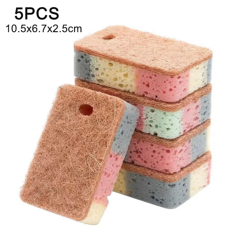 5/10Pcs Dishwashing Sponge Wood Pulp Cotton Color Magic Cleaning Sponge Remove Rust Pot Brushes Kitchen Washing Tool